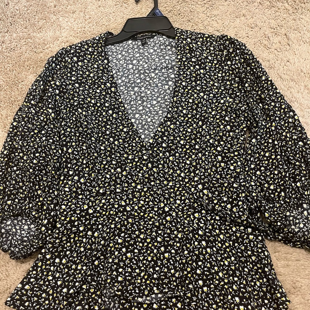 Banana Republic Black and White Floral Blouse